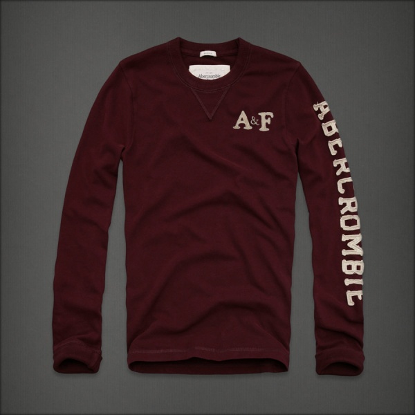 Abercrombie Fitch Hombres De Cuello Redondo Largo Remera AF5908